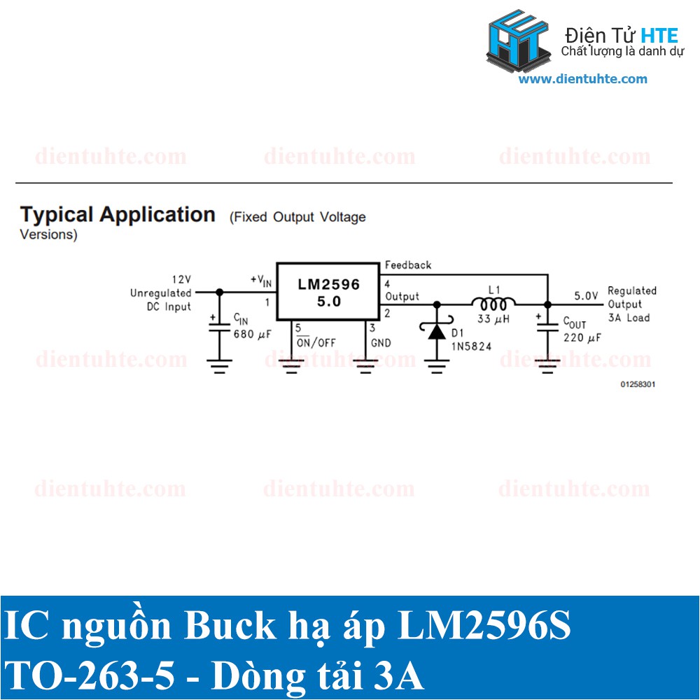 IC nguồn xung hạ áp Buck LM2596S 3.3V 5.0V 12V ADJ 3A SMD TO263-5 [HTE Quy Nhơn CN2]