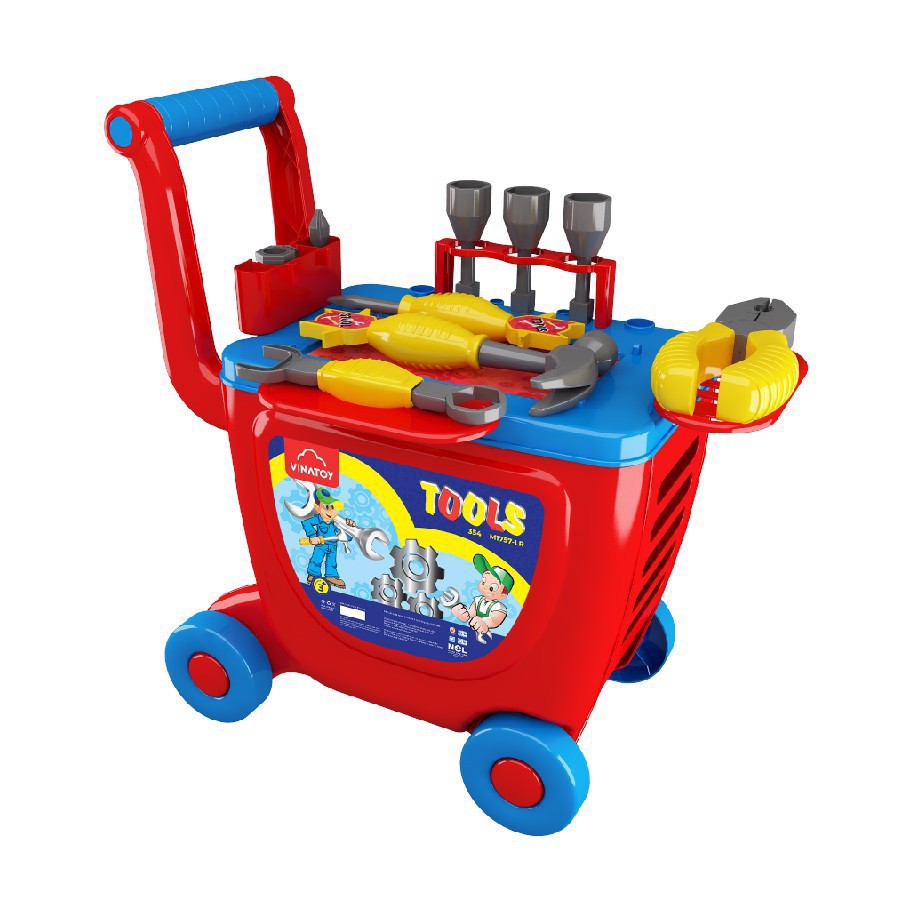 Xe đẩy đồ chơi chứa đồ nghề sửa xe cho bé