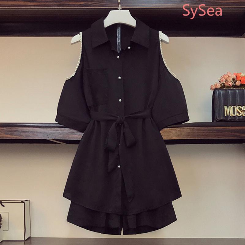 Set áo trễ vai đính hạt + quần short thời trang nữ