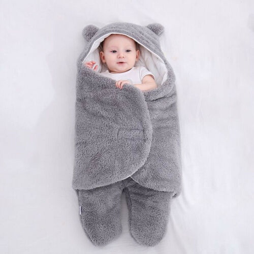 Túi ấm ngủ cho trẻ sơ sinh Gấu bông Chăn quấn khăn trùm đầu cho bé 0-12 tháng tuổi