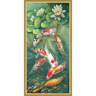 Tranh dán tường  VTC Phong thủy hoa sen cá chép UD1009K