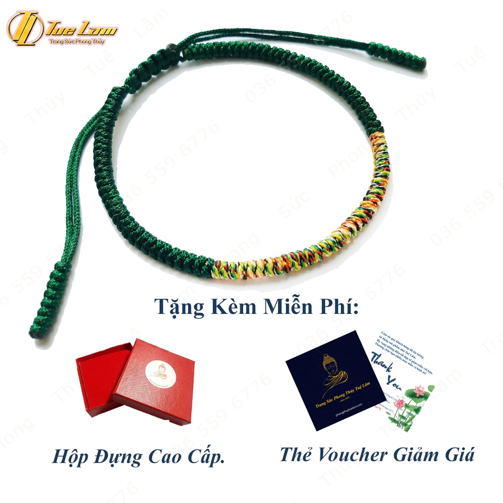 Vòng tay chỉ may mắn bện chỉ ngũ sắc tây tạng ở giữa bình an  -Tuệ Lâm