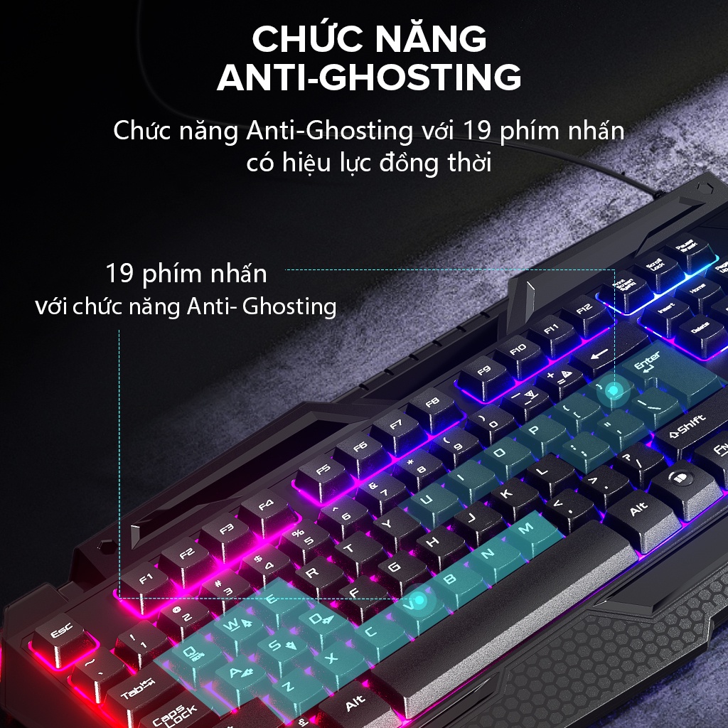 Bộ Bàn Phím Cơ Và Chuột Gaming Gamen Station II Đèn Led Màu Đen Hàng Chính Hãng
