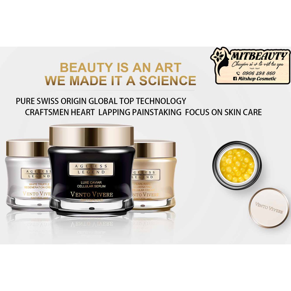 Kem dưỡng da cao cấp Vento Vivere Thụy Sĩ đủ màu đen LUXE Caviar trắng White Truffle vàng Pearl Rare có mã code