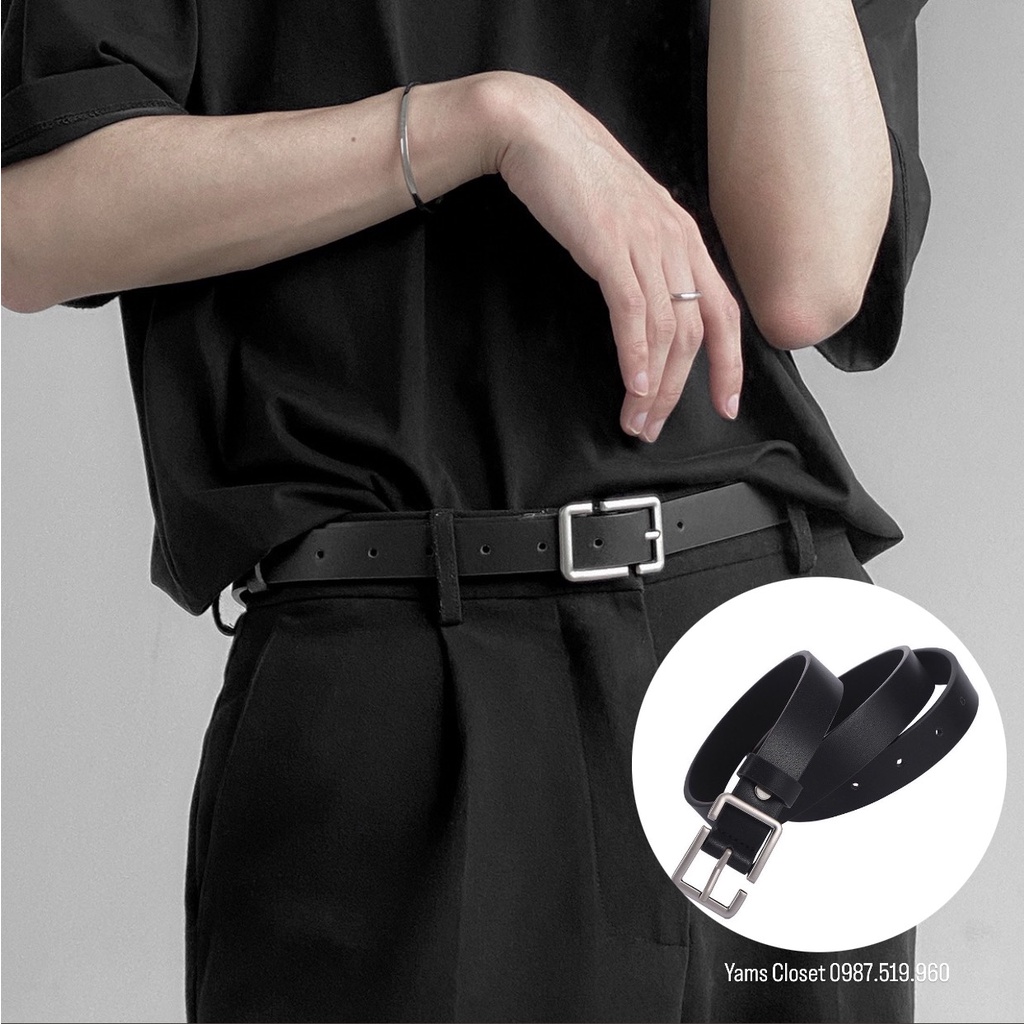 Thắt lưng nam nữ UNISEX chất da cực đẹp bản mặt CHỮ NHẬT khuyết nét