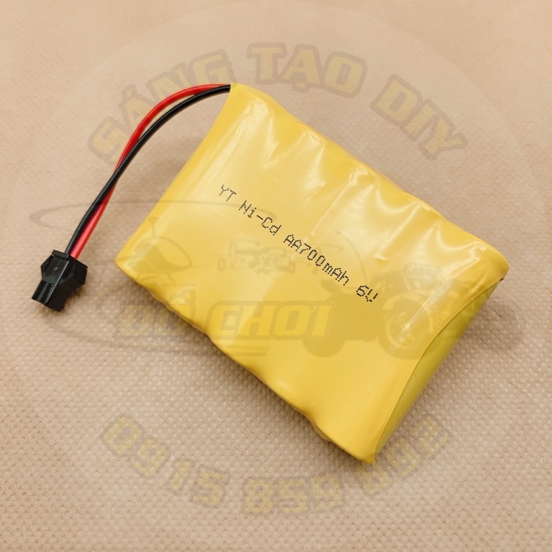 Pin 6V 700mAh mới 100%. Pin Ni-Cd sạc lại dùng được nhiều lần