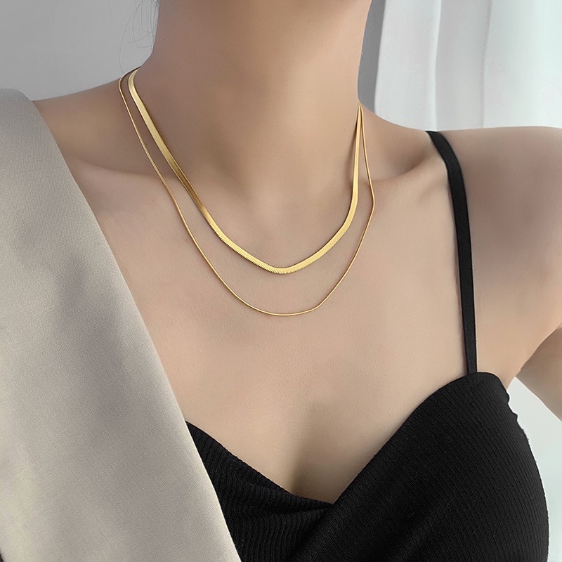 Dây chuyền, Vòng cổ choker 2 lớp mạ vàng gold thời trang cho nữ