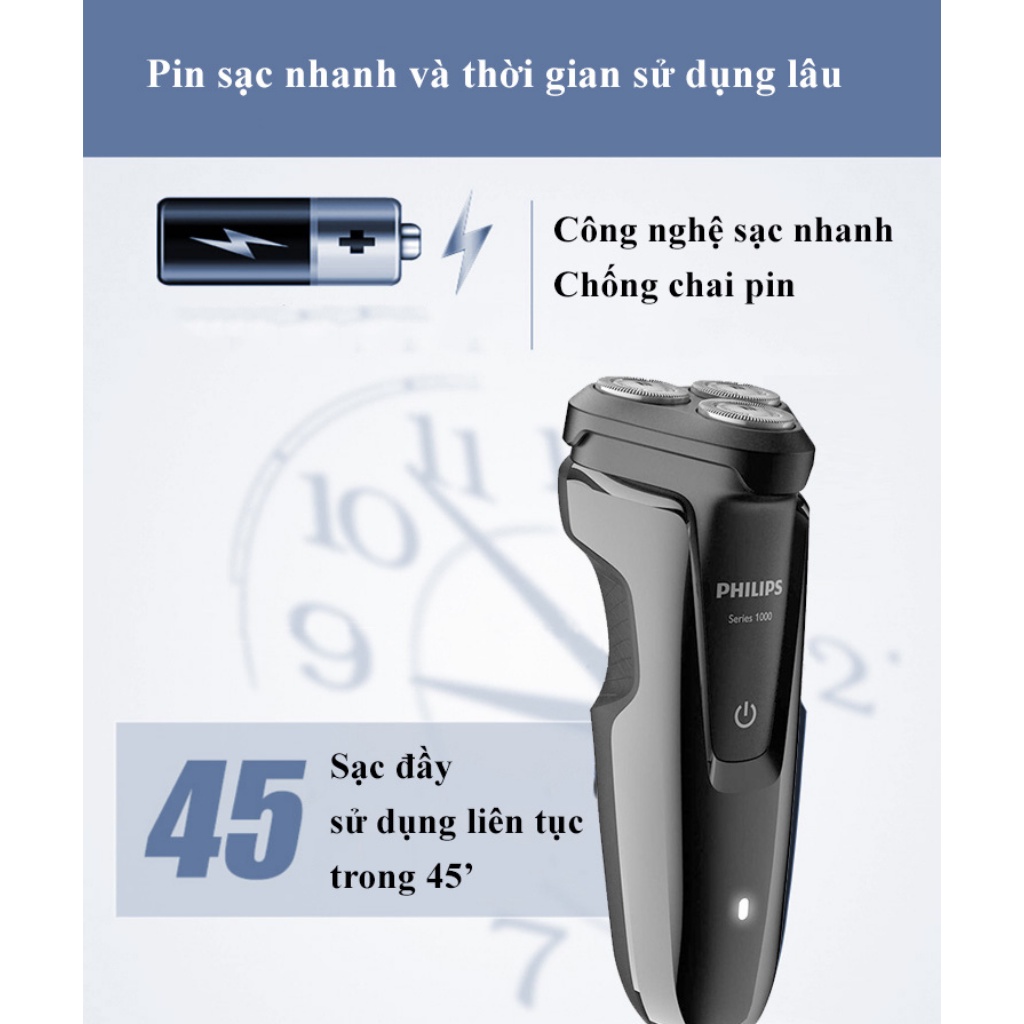 Máy cạo râu Philips điện 3 lưỡi tự mài đa năng khô và ướt S1020 - Bảo hành 02 năm - khohangcap1_ad