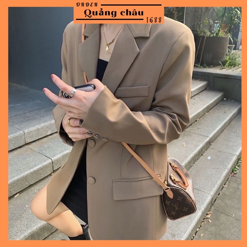 Áo khoác blazer dáng rộng màu trơn phong cách Hàn Quốc thời trang cho nữ