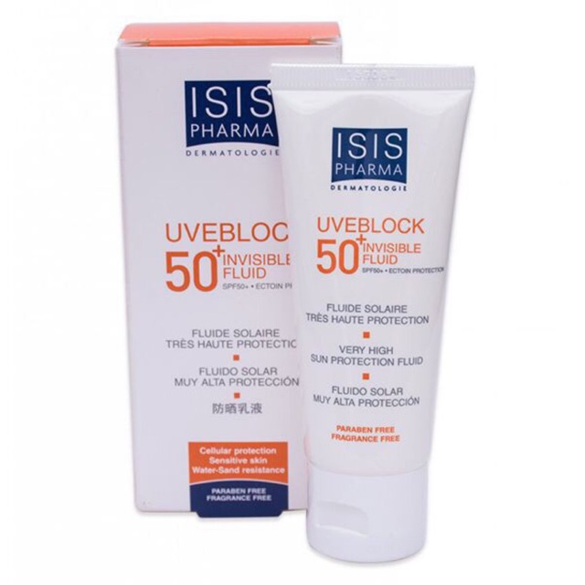 Kem chống nắng dạng lỏng cho da nhạy cảm- Uveblock Invisible Fluid 50+ - Isis Pharma