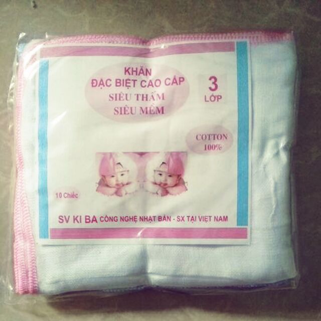 10 khăn xô 3 lớp cho bé.