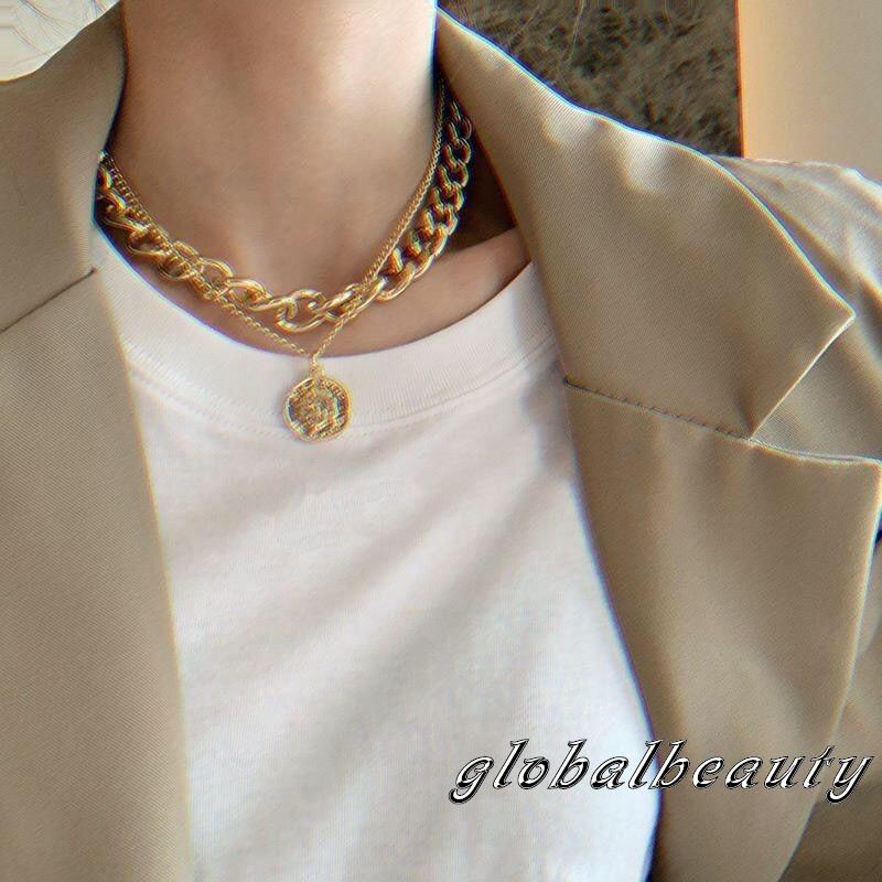 Dây chuyền hai lớp mặt đồng xu hình chân dung sang trọng cổ điển cho nữ