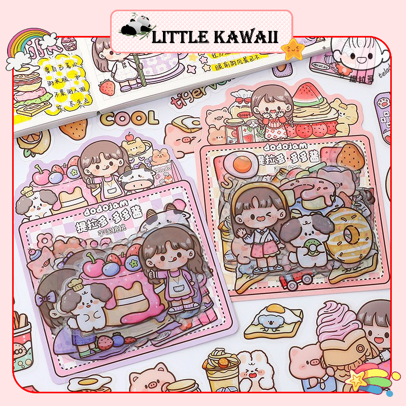 Set 40 miếng sticker hình dán dodojam dễ thương trang trí sổ, cốc, điện thoại chủ đề món tráng miệng