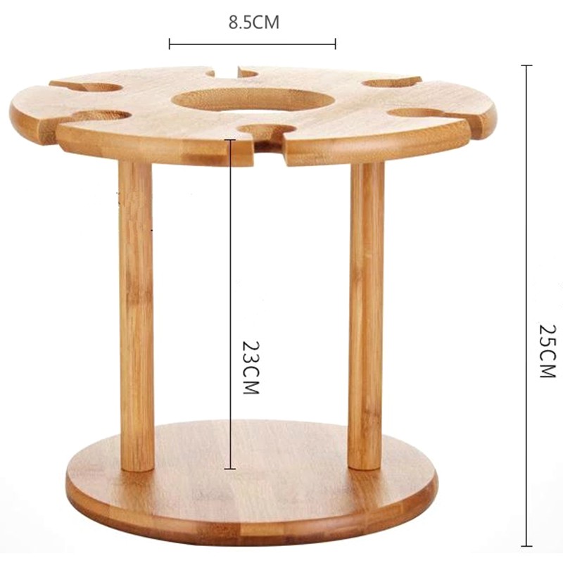 Giá để chai rượu và ly có thể tháo rời bằng tre màu gỗ giúp mau khô có hể mang theo khi đi cắm trại