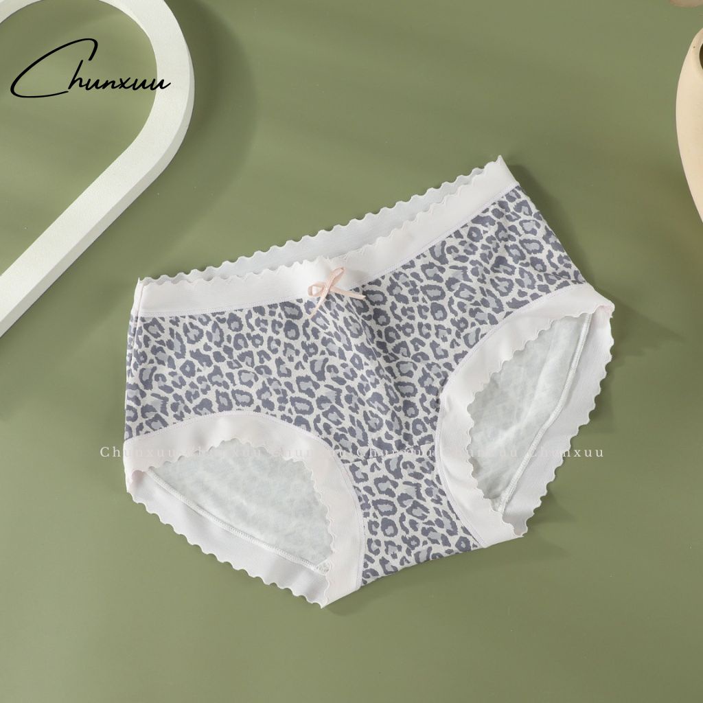 Quần lót nữ Cotton cao cấp CHUNXUU phối viền ren họa tiết da báo quyến rũ - QC87