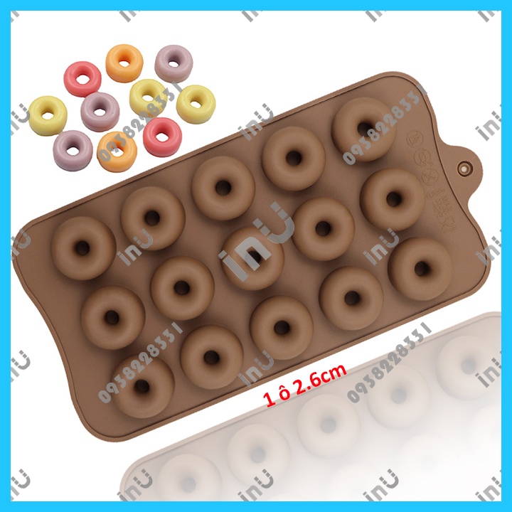 HCM - Khuôn silicon donut mini 15 ô làm socola donut, đổ rau câu, làm kẹo dẻo donut trái cây cho bé ăn dặm