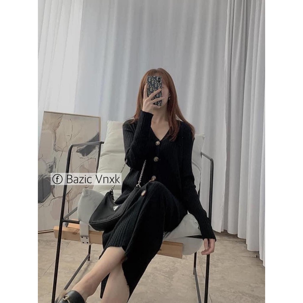 Váy len dáng dài khuy đá -hàng đẹp Quảng Châu