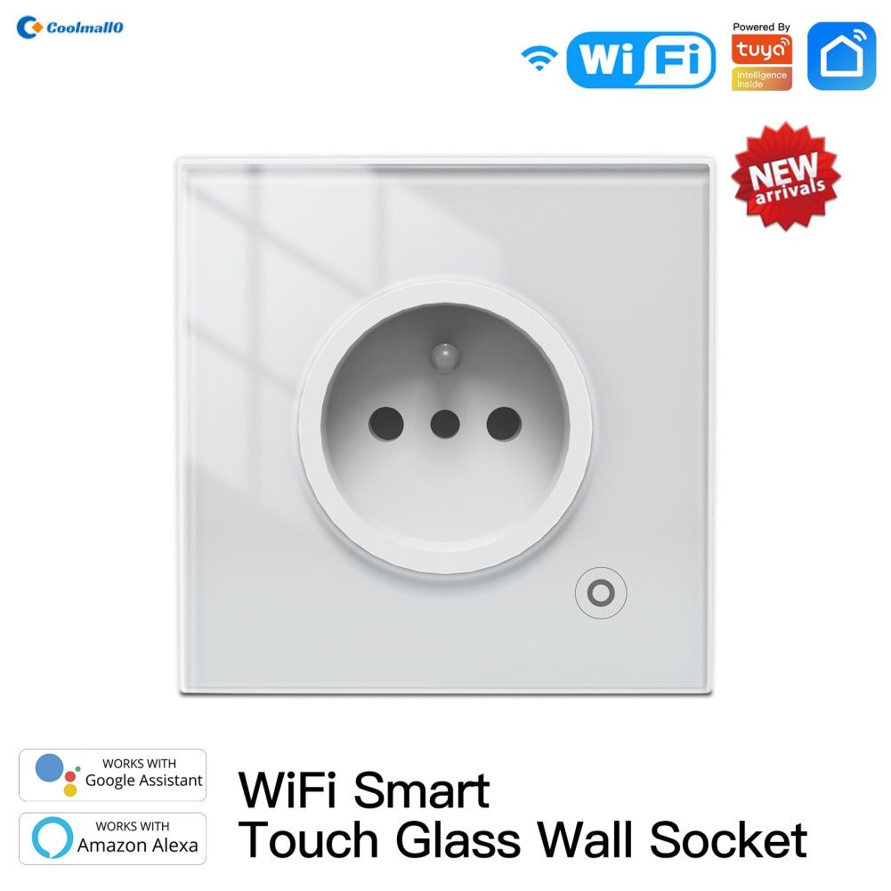 Ổ cắm điện thông minh gắn tường kết nối Wifi điều chỉnh được có chế độ đèn LED tương thích với Alexa Google Home Coolmall0