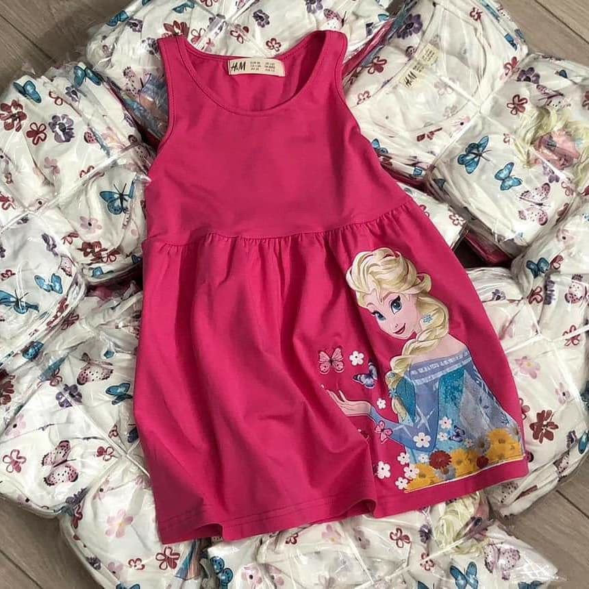 Váy bé gái HM xinh xắn chất cotton mềm mịn có in hình elsa  size 2-10 tuổi