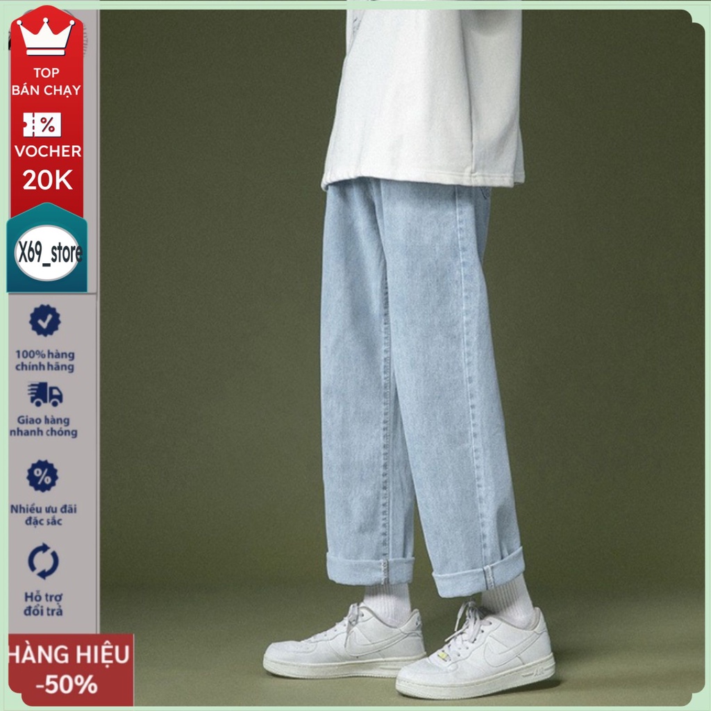 Quần jean nam ống rộng suông, Quần bò kiểu ống rộng dáng suông chất bò cao cấp hot