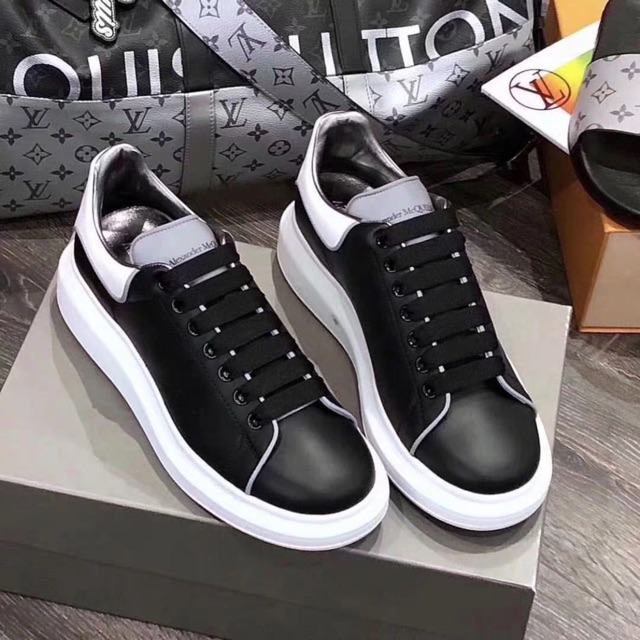 Giày nam giày thể thao sneaker nam (Phiên bản dây trắng) đen gót trắng viền phản quang