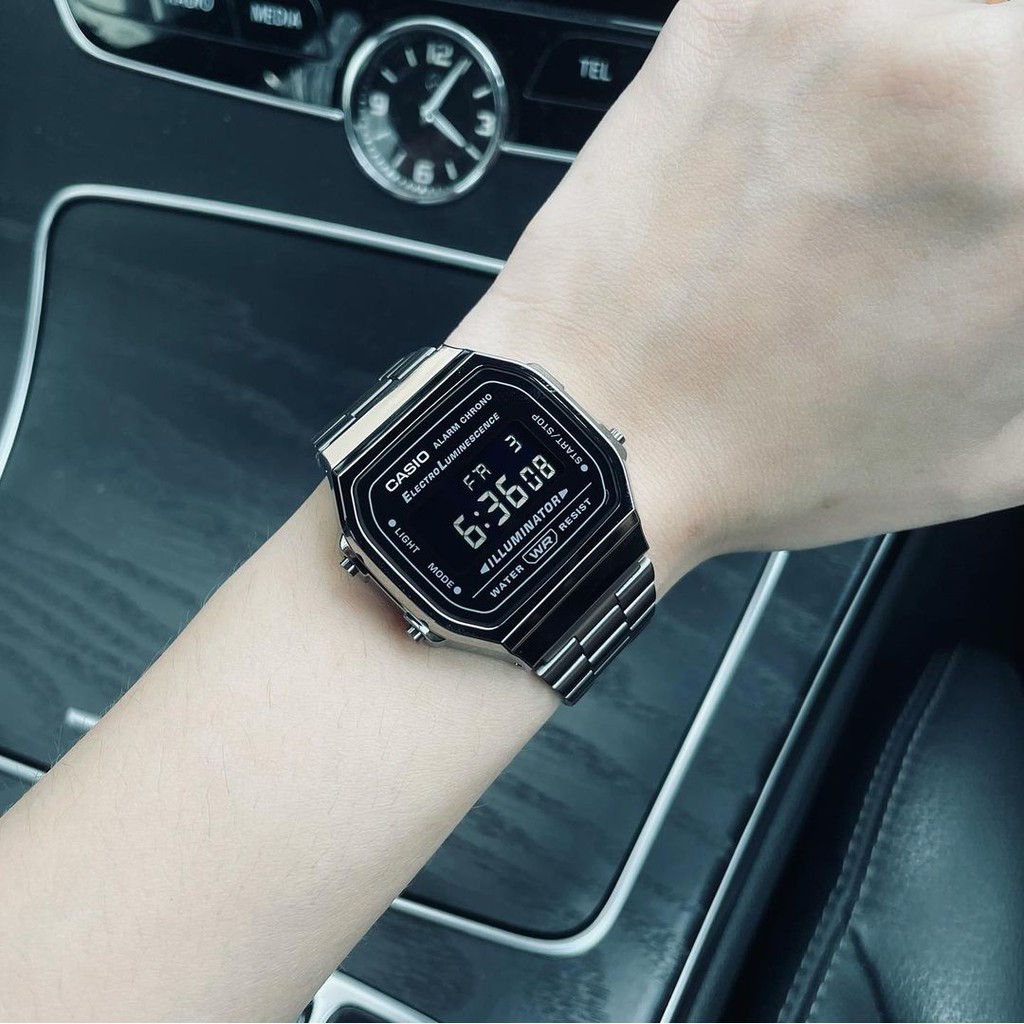 Đồng hồ Nam dây thép Casio Nam A168WGG-1BDF chính hãng bảo hành 1 năm Pin trọn đời