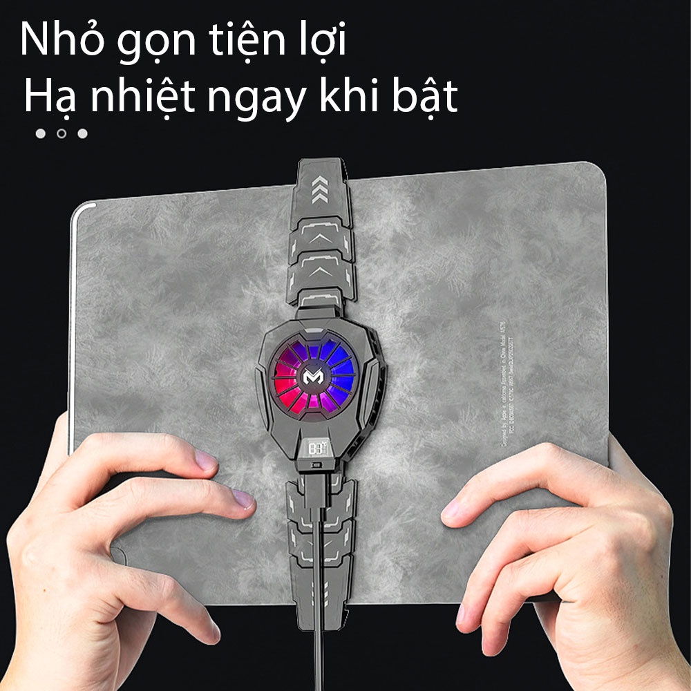 Quạt tản nhiệt sò lạnh MEMO DL05 - Quạt tản nhiệt điện thoại máy tính bảng có LED hiển thị nhiệt độ siêu lạnh LED RGB