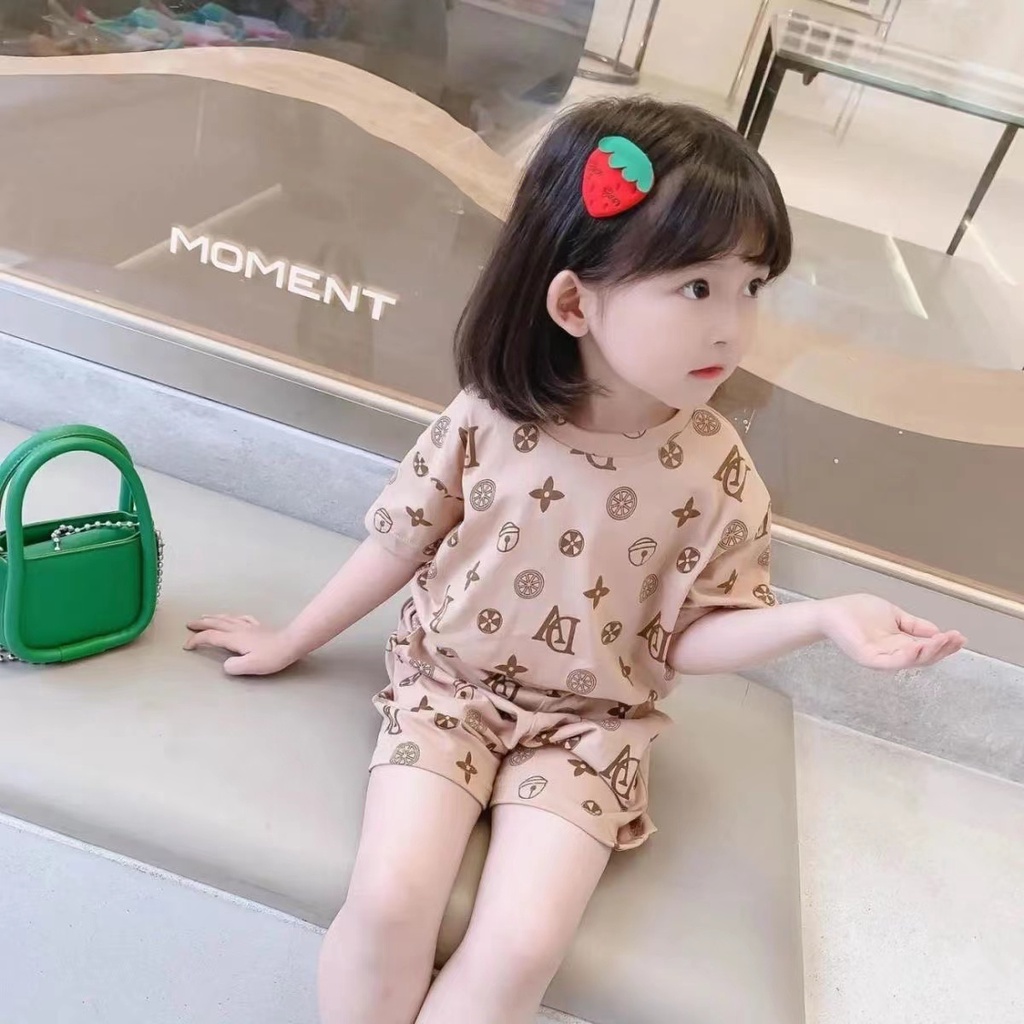 Set Áo Thun Tay Ngắn & Quần Short Cho Bé Gái Từ 1-8 Tuổi
