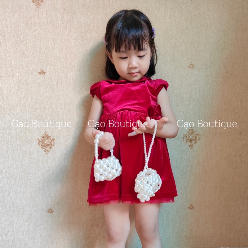 Túi xách mini đính ngọc trai nhựa cho bé gái