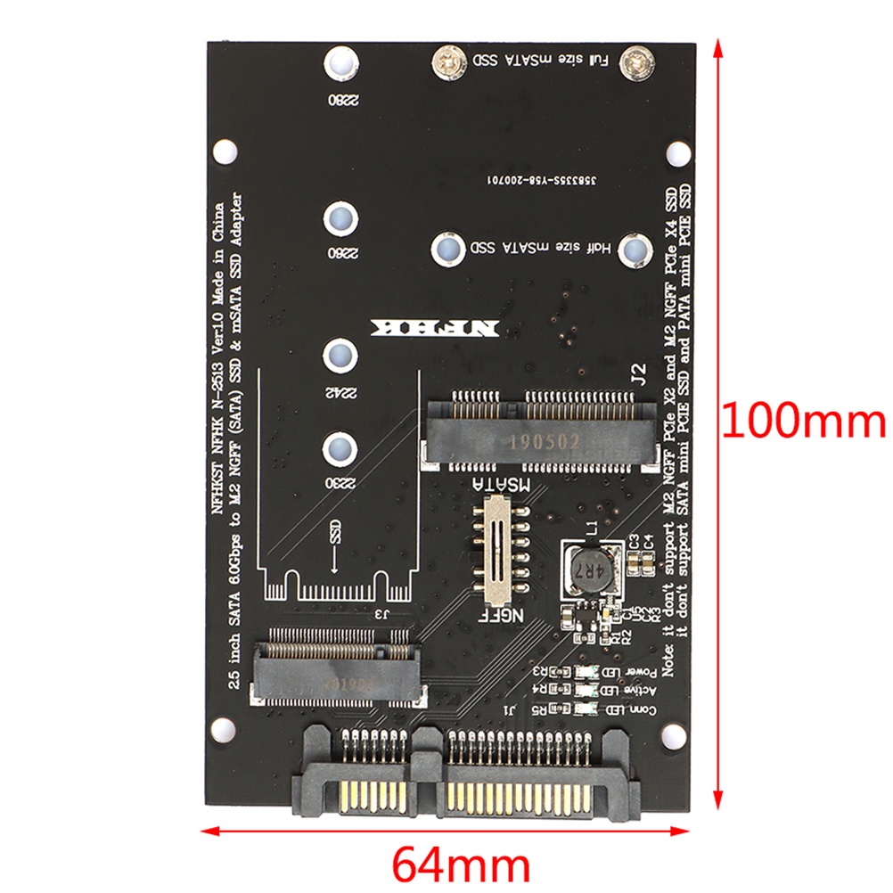 Thẻ Chuyển Đổi M.2 Ngff Msata Ssd Sang Sata 3.0 2 Trong 1 Cho Laptop