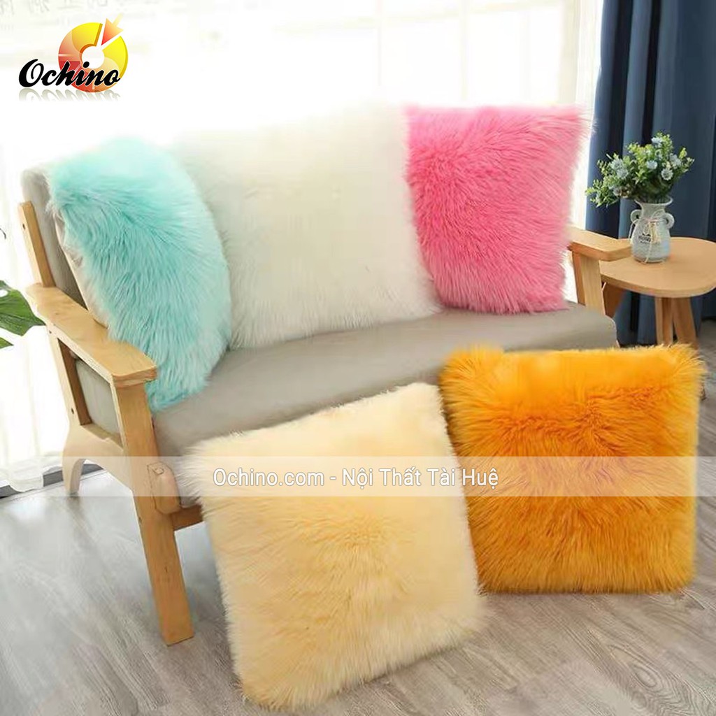 Gối Lông, Gối Vuông Sofa lông Hồ Ly Trang Trí và chụp hình Đẹp (Đủ Màu)