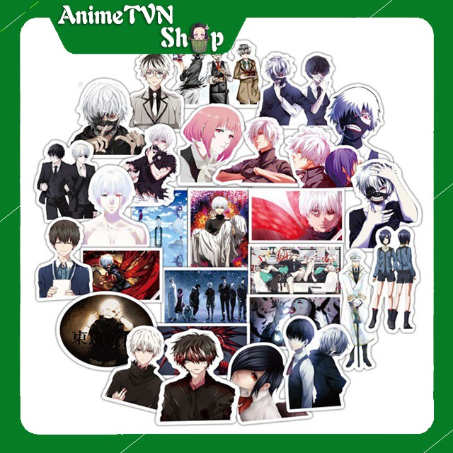 Miếng dán Sticker anime Tokyo Ghoul (Ngạ Quỷ) trọn bộ 50 hình - In rõ ràng sắc nét khó tróc