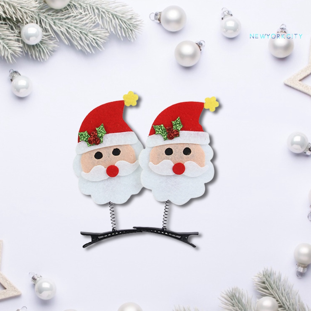 1 Cặp Kẹp Tóc Kim Loại Chủ Đề Giáng Sinh