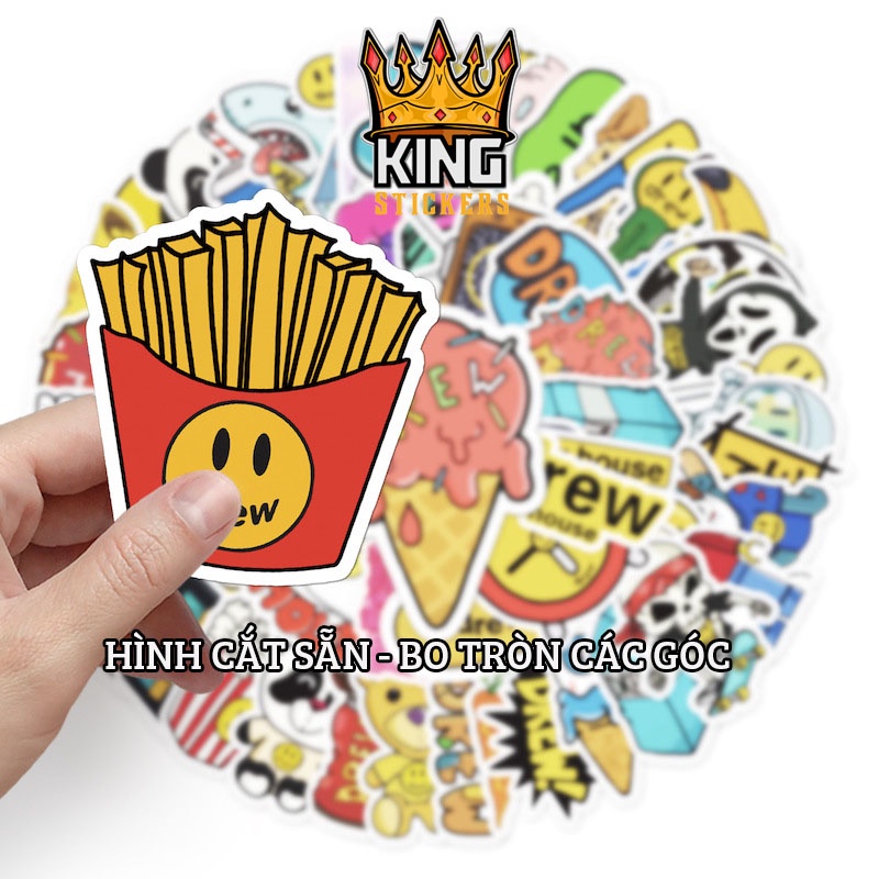 50 Hình Dán Sticker Drew House chống nước, dán mũ bảo hiểm, trang trí laptop, vali, phụ kiện KINGSTICKER