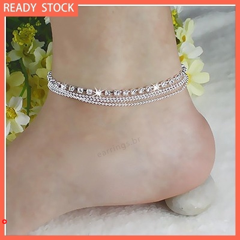 Lắc chân nhiều lớp đính hạt pha lê