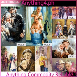 Bộ dụng cụ làm tranh đính đá 5D hình ông bà cụ trang trí nội thất