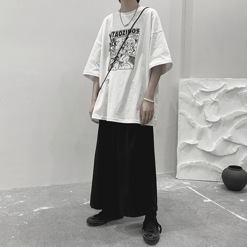 Áo Thun Ngắn Tay Dáng Rộng In Hoạt Hình Kiểu Hàn Quốc Cho Nam Size S-8Xl