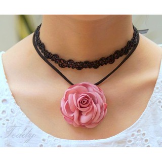 Vòng cổ, dây cổ choker hoa hồng lụa