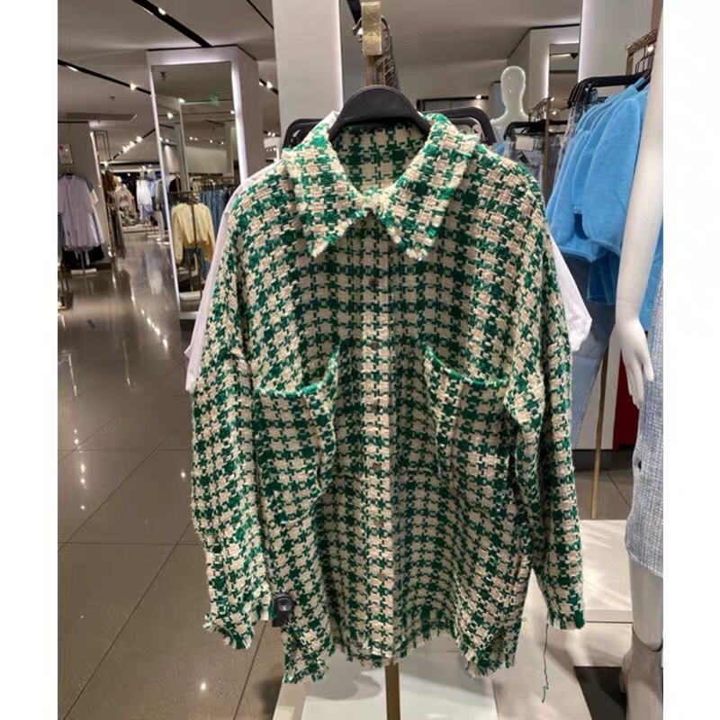 ÁO SƠ MI DẠ TWEED ZARA MÀU CỰC TÔN DA FORM OVERSIZE