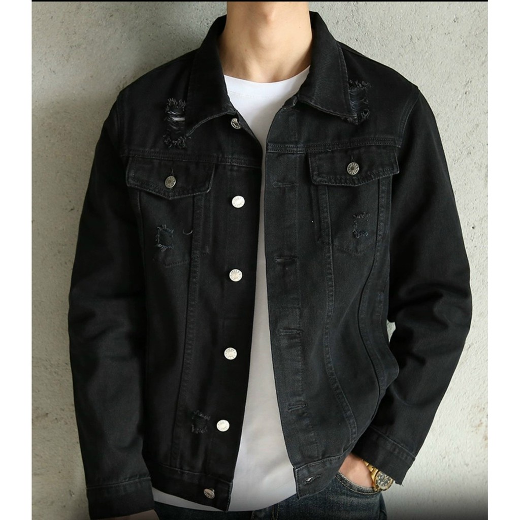 Áo Khoác Jean Rách Vai❤️ Khoác Rin Nam Nữ Chống Nắng Cao Cấp Xanh Phong Cách Trẻ Trung Xanh Đen