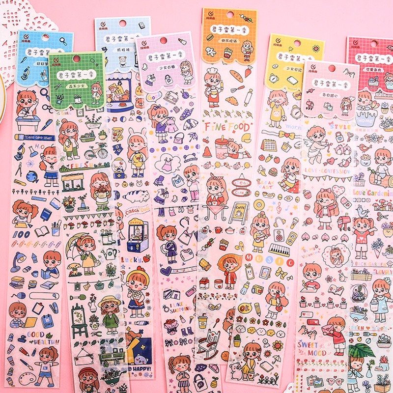 Sticker Họa Tiết Nhân Vật Hoạt Hình Trang Trí Vở Học sinh Đồ Dùng Cá Nhân