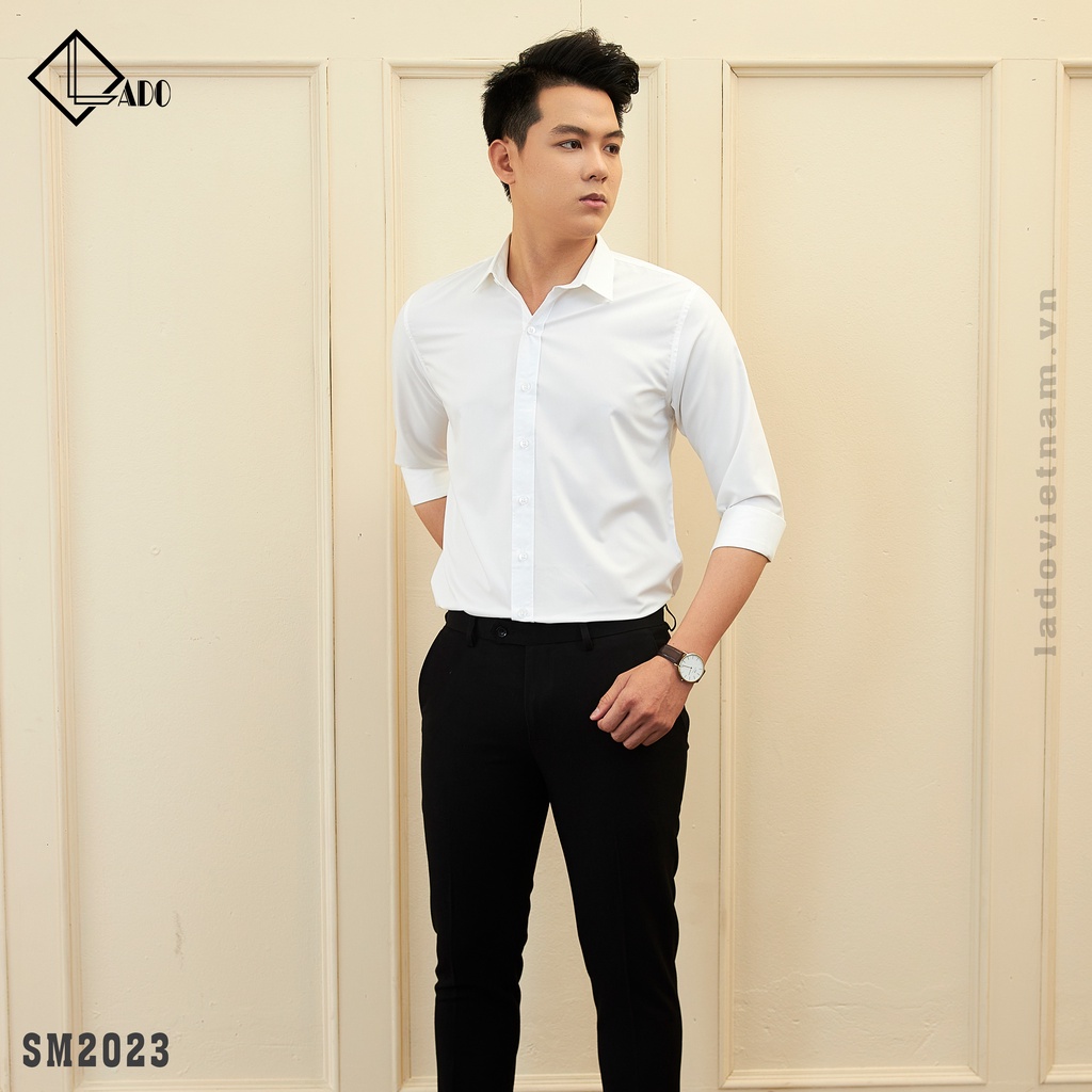 Áo Sơ Mi Trắng Kem Trơn LADO 2023