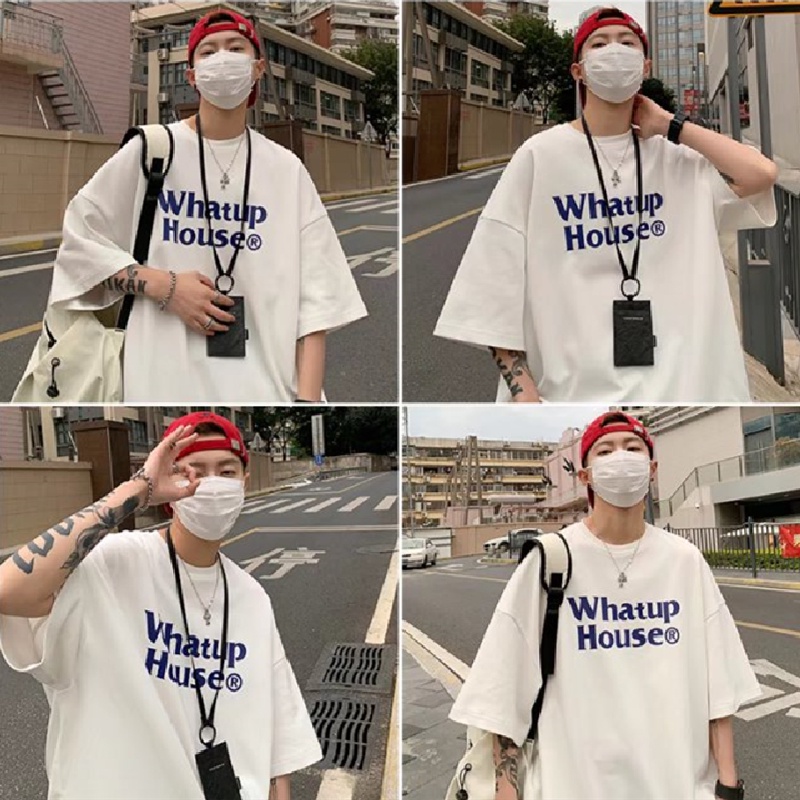 Áo Thun Tay Ngắn Dáng Suông In Chữ Thoải Mái Thời Trang Hè Phong Cách Hàn Quốc Cho Nam Size M-8XL