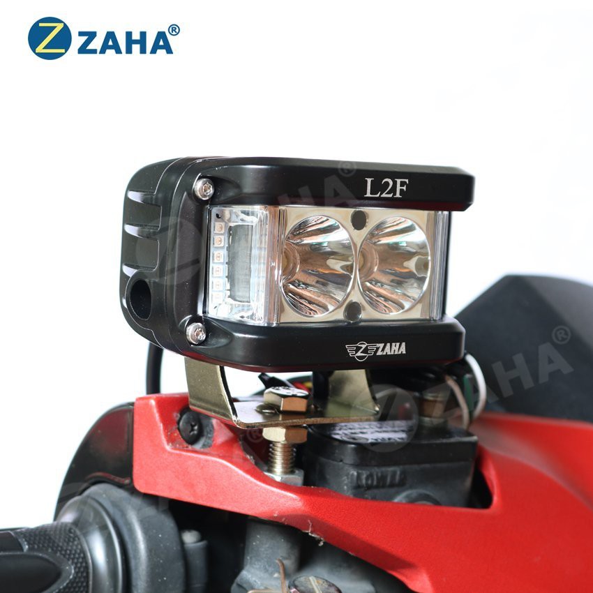 Đèn trợ sáng L2F Zaha Siêu Sáng CHỚP CHÁY xanh đỏ dành cho oto moto xe máy