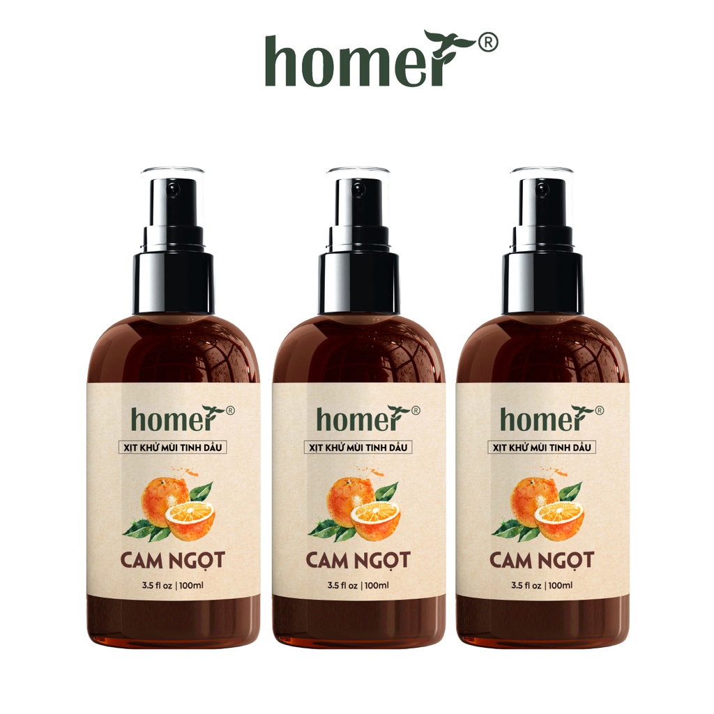 Combo 3 xịt khử mùi thơm phòng Cam Ngọt Homer 100ml/ chai