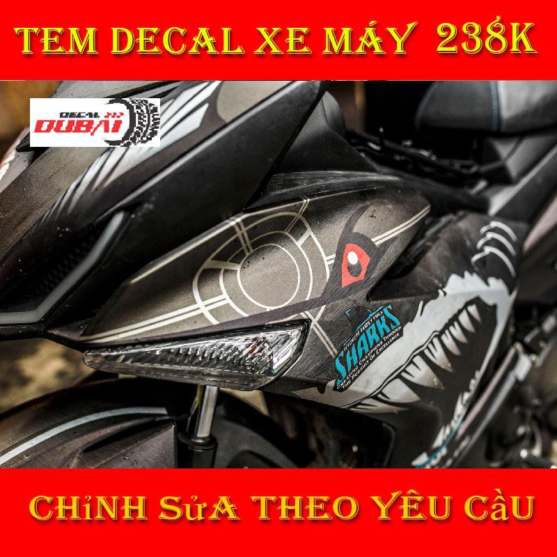 Tem trùm dán exciter 150 Cá Mập Đen Xám Nhám