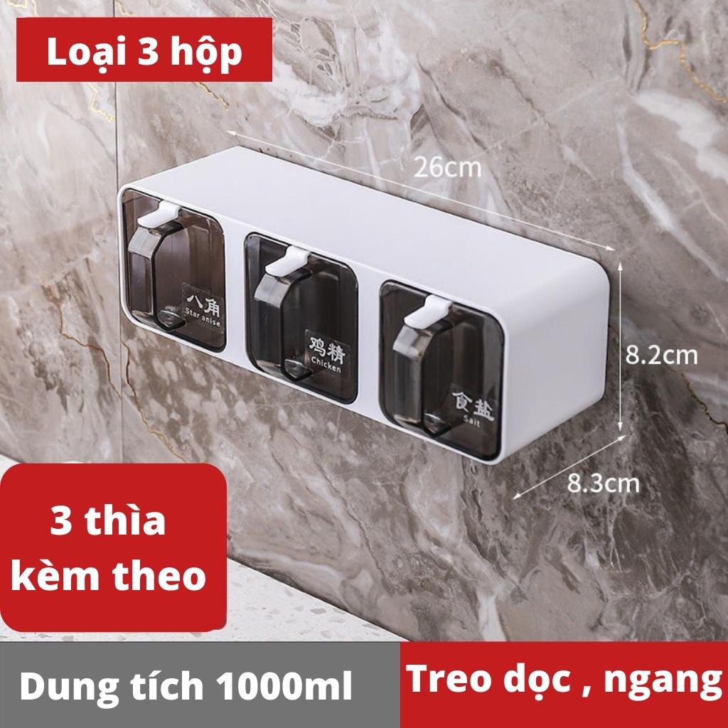 Hủ đựng gia vị, hộp đựng gia vị treo tường , để bàn nhựa ABS cao cấp có thìa kèm theo , miếng dán treo siêu chịu lực