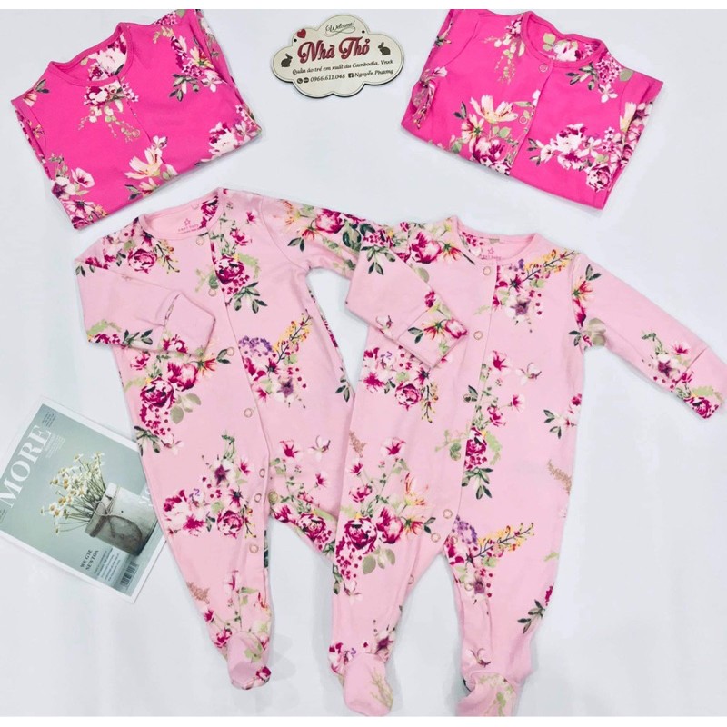 Body liền tất/sleepsuit NEXT cotton mặc hè ngủ điều hoà cho bé gái