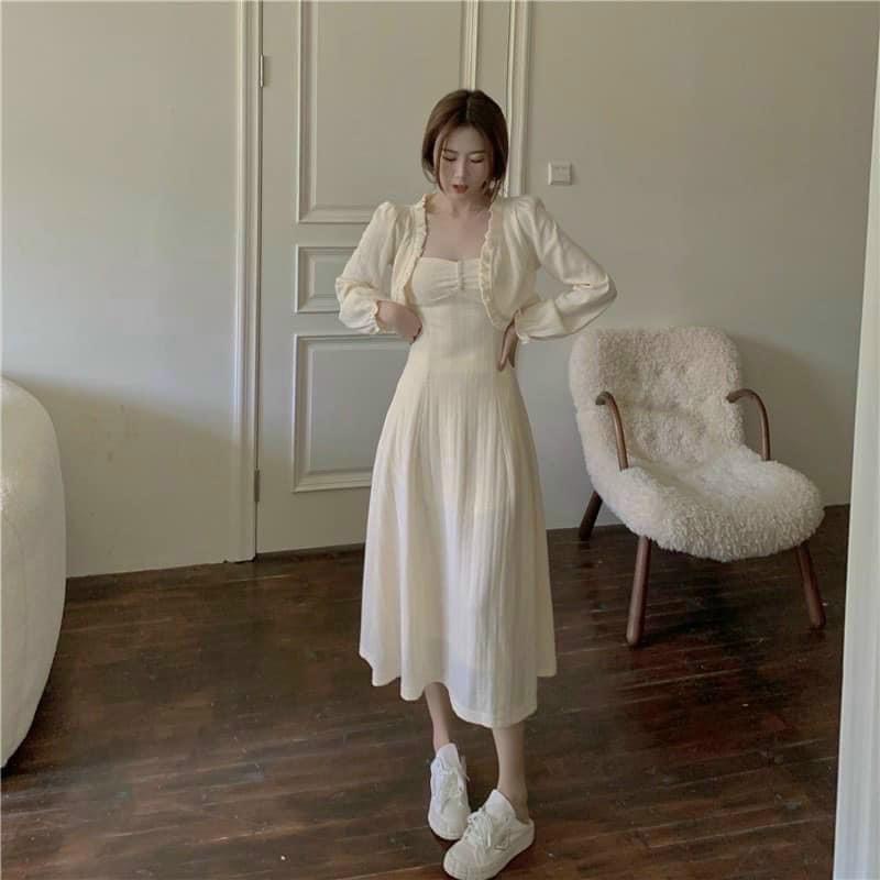 Váy Đẹp Nữ Đầm Hoa Nhí Phối Trắng Phong Cách Tay Bồng Siêu Sang Cá Tính thời Trang Nữ Hè Cho Bạn Gái