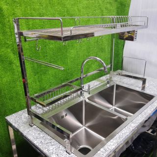 Kệ để chén dĩa dao thớt trên chậu rửa inox 304 - Giá để chén bát trên chậu rửa Inox 304